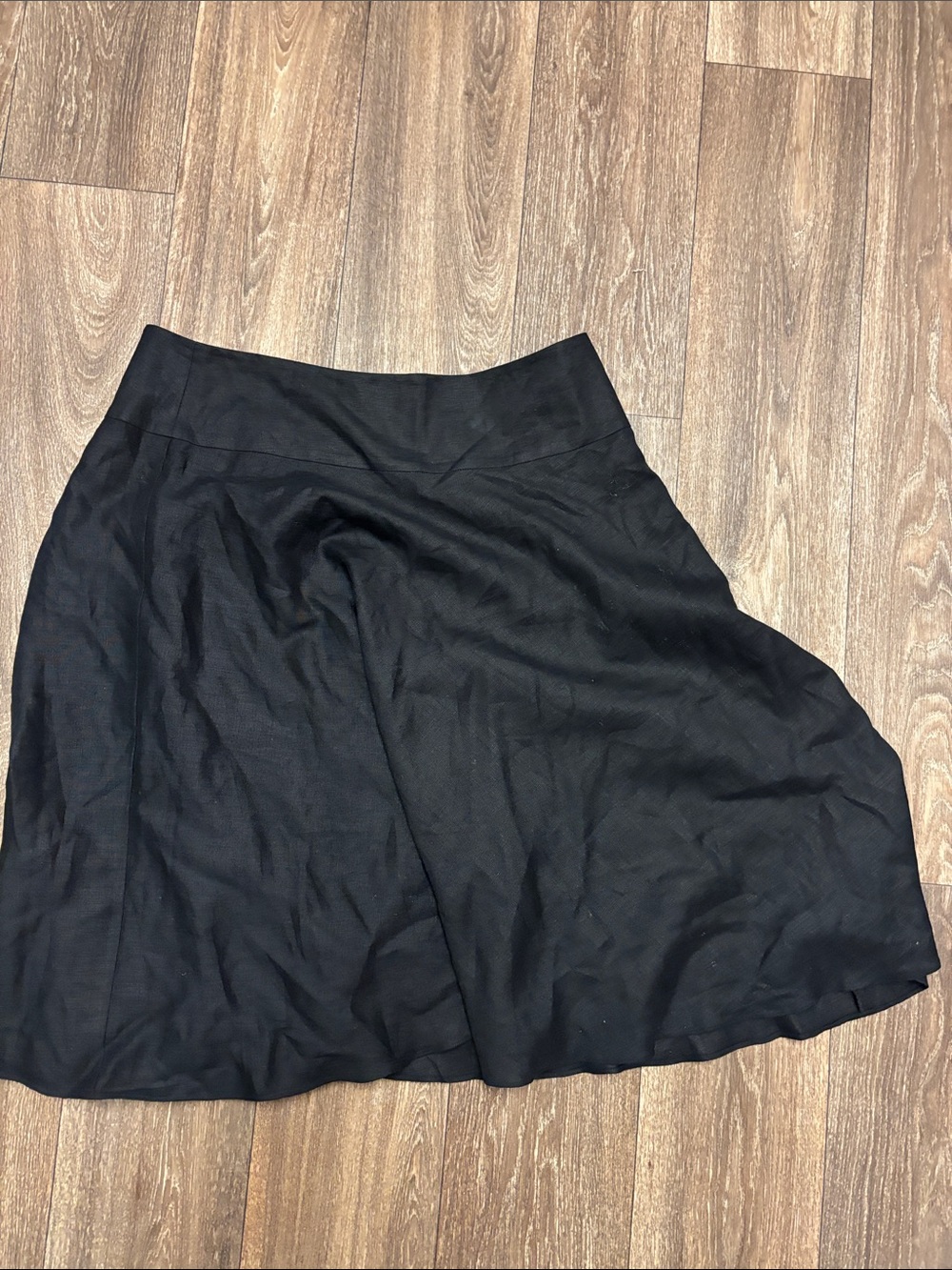 Chaps Black Linen Circle Skirt